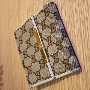 Gucci Wallet Authentic (fabric with cream leather rim)